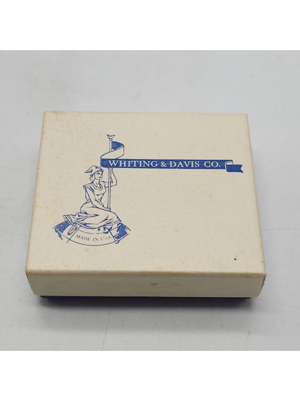 Whiting & Davis Co. Empty Gift Box Vintage Blue Cream Made In USA